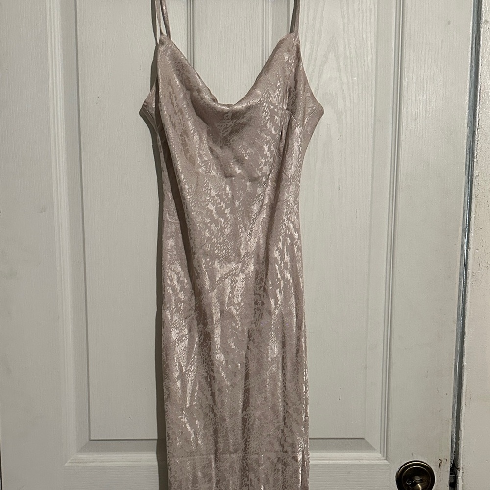 Express Shimmering Cream Midi Dress